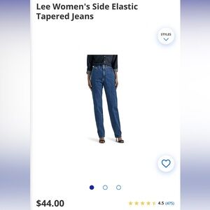 Lee Blue Straight Leg Jeans with Side Elastic‎